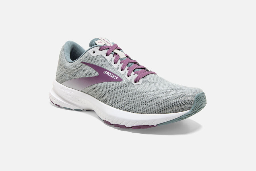 Brooks Running Shoes Womens Grey/Purple - Launch 7 Road - 7295-FDOBG